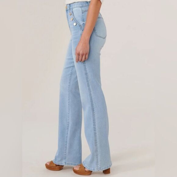 Democracy Ab solution Skyrise Long Flare Jean w Angled Button-Lined Pockets 12 - Picture 3 of 9